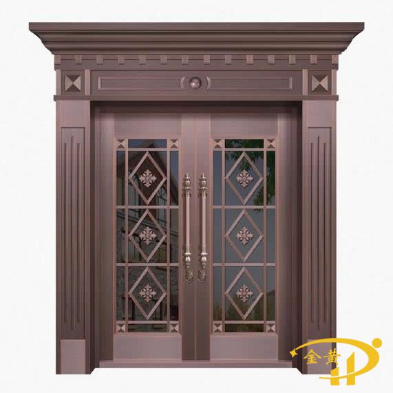 雙開玻璃銅門