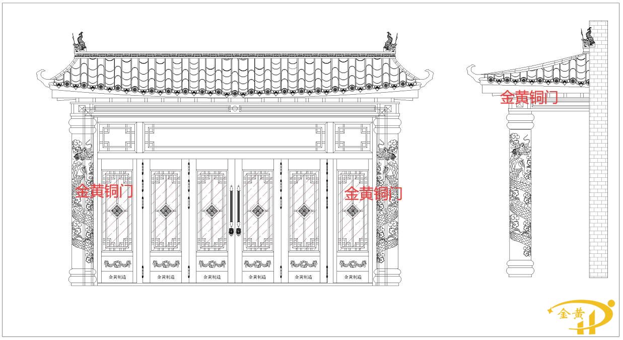 天津獨(dú)棟別墅安裝別墅銅門案例(帶雨棚別墅銅門)