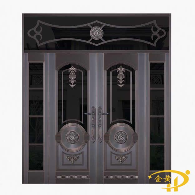 四開子母玻璃銅門